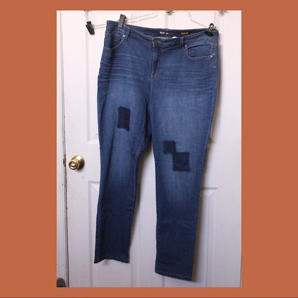 Slim leg Style&Co denim jeans with square design
